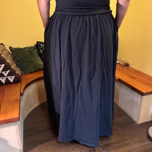 eShakti Ruched waist cotton knit maxi, 4X - Picture 4 of 10